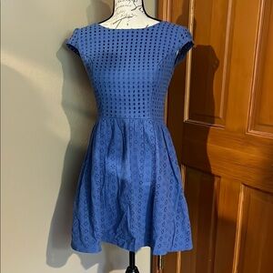 Elegant Blue Eyelet Dress